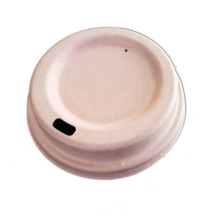 Sugarcane Bagasse Natural Unbleached Lids for 12oz Coffee Cup  1000 pcs