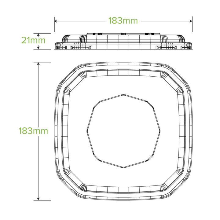 500 & 750ml PET Lid for  BioCane Octa Takeaway  400 pcs