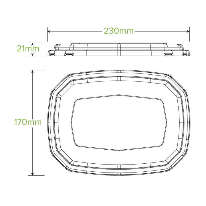600 & 950ml PET Lid for  BioCane Octa Takeaway  400 pcs
