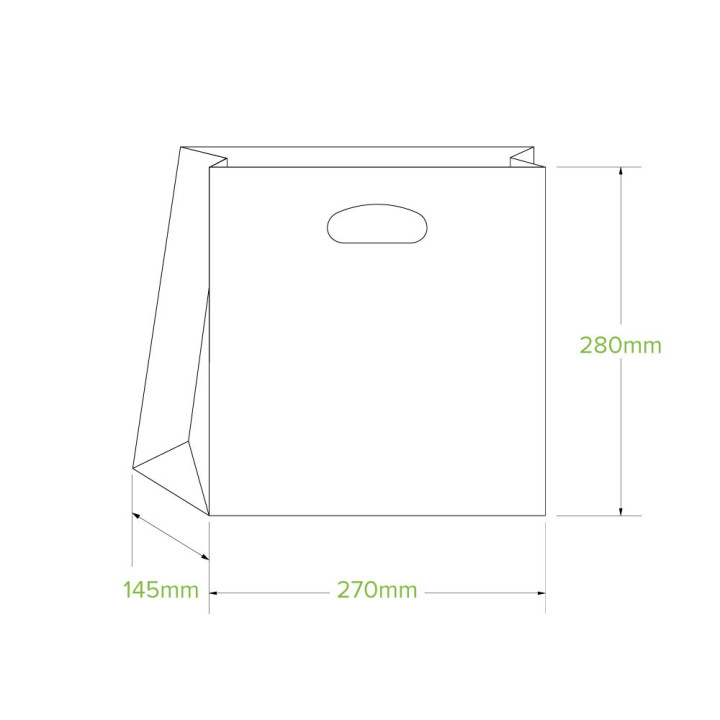 Small Die Cut Handle Paper Bags Kraft  250 pcs - Plastic Free Paper Bags