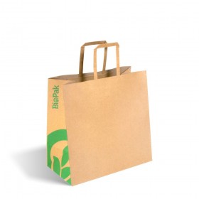Small Flat Handle Paper Bags Kraft  250 pcs - Plastic Free Paper Bags