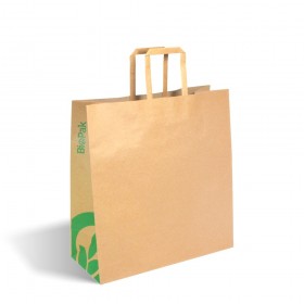 Medium Flat Handle Paper Bags Kraft  200 pcs - Plastic Free Paper Bags