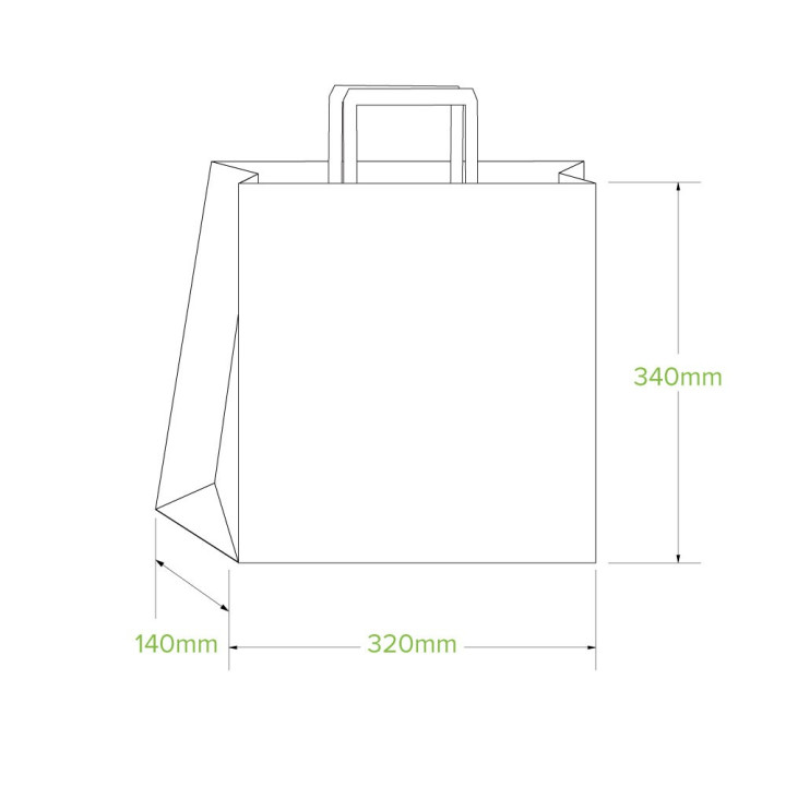 Medium Flat Handle Paper Bags Kraft  200 pcs - Plastic Free Paper Bags