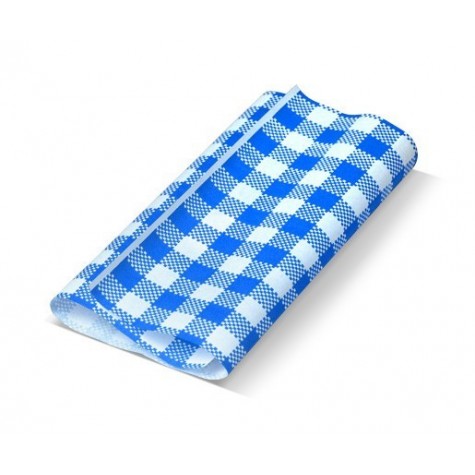 Greaseproof Paper Gingham Blue 190 x 300mm  200 pcs