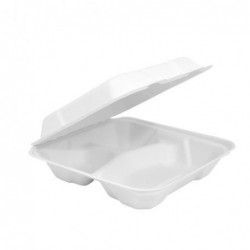 8" 3 Compartments Sugarcane Bagasse Takeaway Clamshell  200 pcs