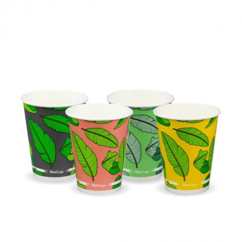 12oz BioCupÂ ColdÂ Cup - mixed colour leaf designs  1000 pcs