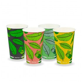 16oz BioCupÂ ColdÂ Cup - mixed colour leaf designs  1000 pcs