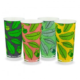 22oz BioCupÂ ColdÂ Cup - mixed colour leaf designs  1000 pcs