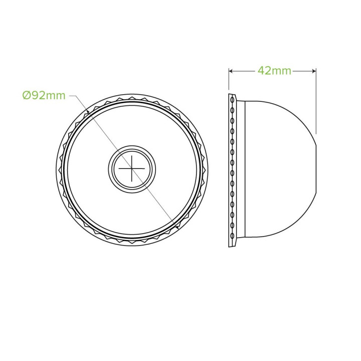 90mm PET Dome lid - straw slot - fits all 90mm cups - clear  1000 pcs