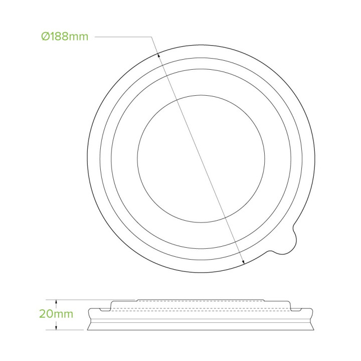 1300ml Kraft BioBowl PLA lid - clear  200 pcs