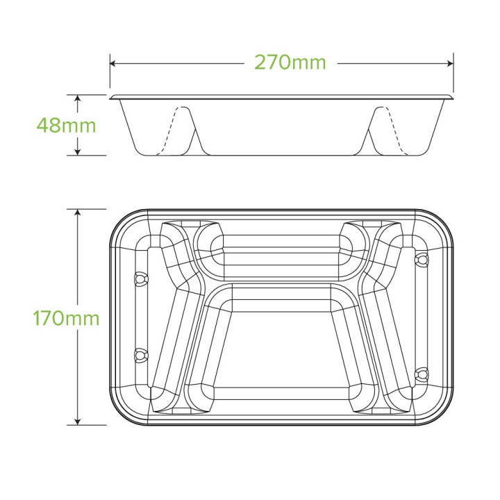 4-compartment base - 270x170x46mm - 350/180/180/120ml - natural  300 pcs