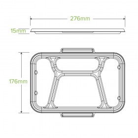 4-compartment sugarcane lid - 270x170mm - natural  300 pcs