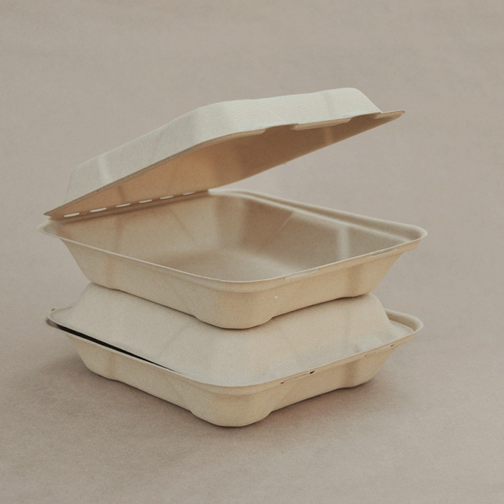 8" Bamboo Takeaway Clamshell  200 pcs