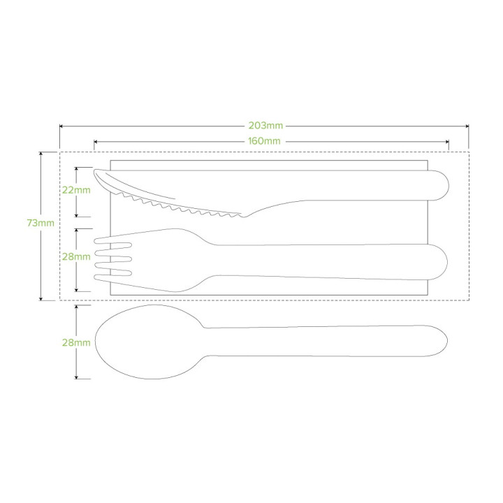 16cm knife fork spoon and napkin set - FSC 100% - wood  400 pcs