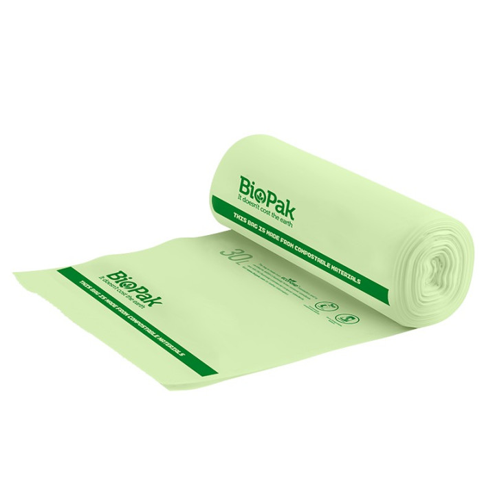 30L Bioplasitc Bin Liner - 570x510mm - 0.018mm thick - 40 rolls of 25 - Green  1000 pcs