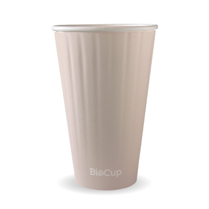 460ml / 16oz (90mm) Aqueous Leaf Double Wall BioCup - stone  600 pcs