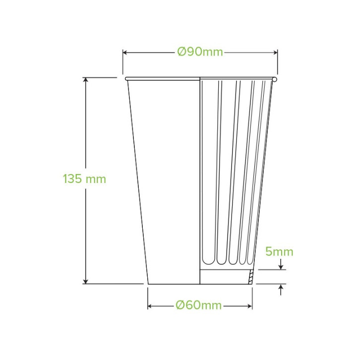 460ml / 16oz (90mm) Aqueous Leaf Double Wall BioCup - stone  600 pcs