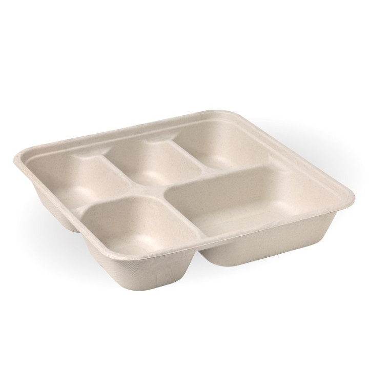 5 Compartment BioCane Takeaway Base LARGE - Natural  300 pcs