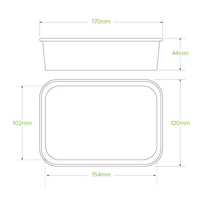 500ml Rectangle Container PLA - FSC Mix - White  300 pcs