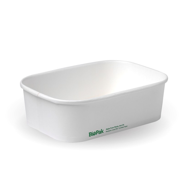 650ml Rectangle Container PLA - FSC Mix - White  300 pcs