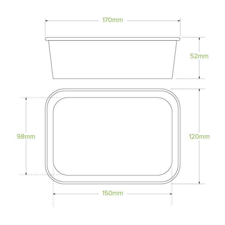 650ml Rectangle Container PLA - FSC Mix - White  300 pcs