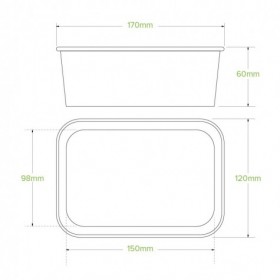 750ml Rectangle Container PLA - FSC Mix - Kraft  300 pcs