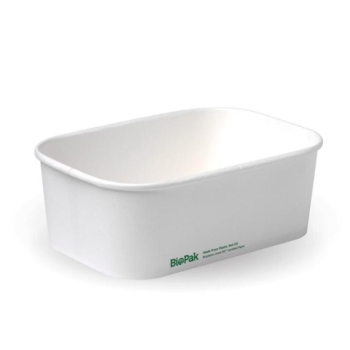 750ml Rectangle Container PLA - FSC Mix - White  300 pcs