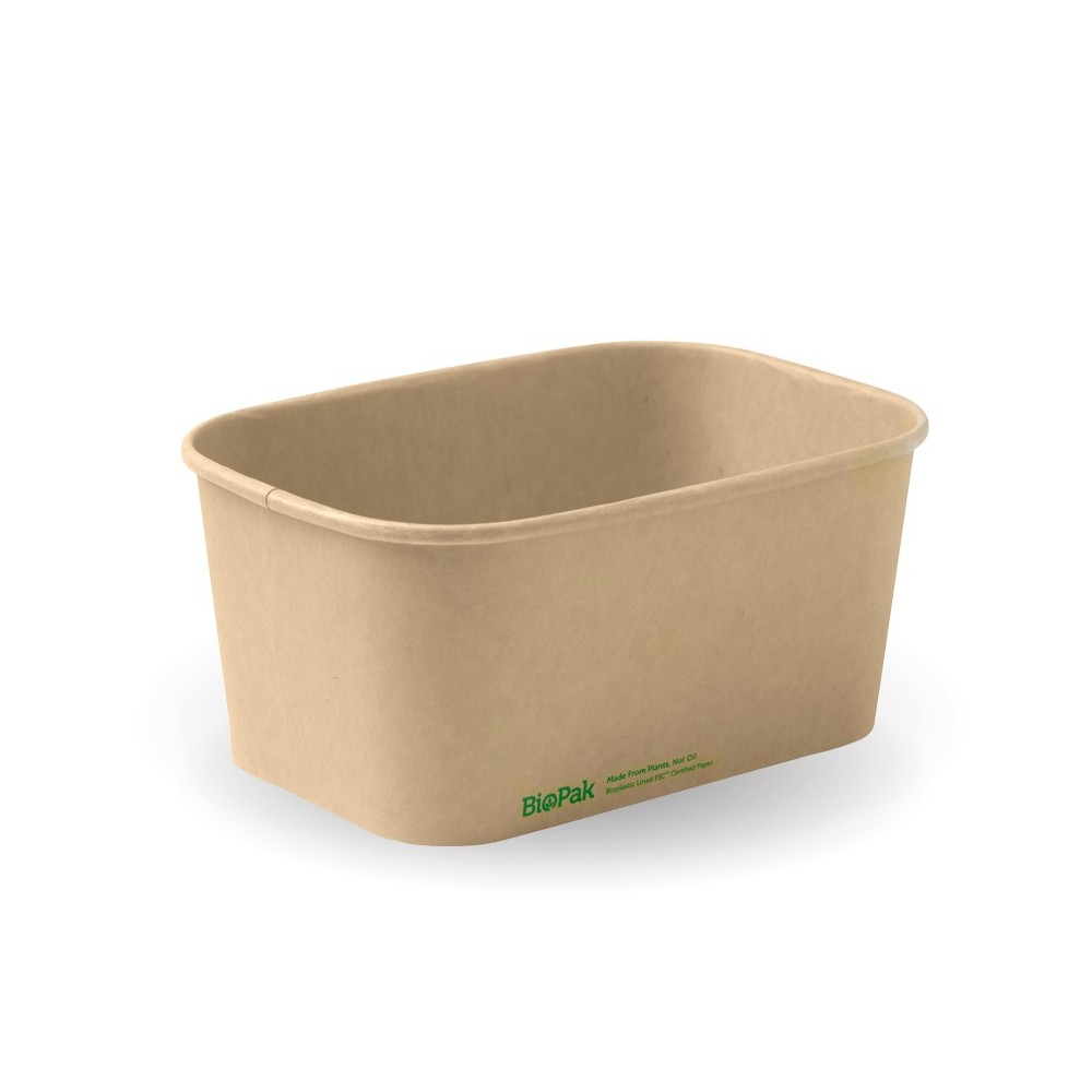 1000ml Rectangle Container PLA - FSC Mix - Kraft  300 pcs