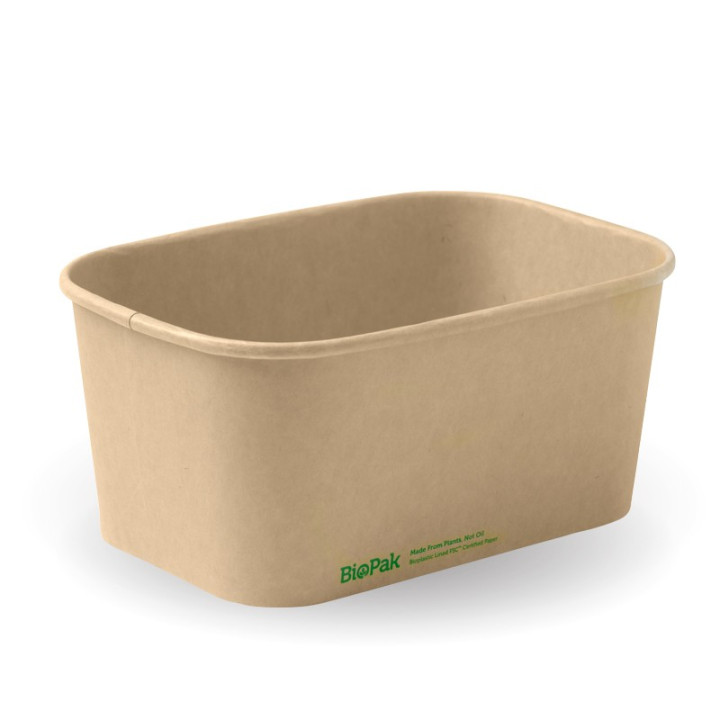 1000ml Rectangle Container PLA - FSC Mix - Kraft  300 pcs