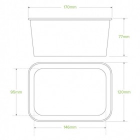 1000ml Rectangle Container PLA - FSC Mix - Kraft  300 pcs