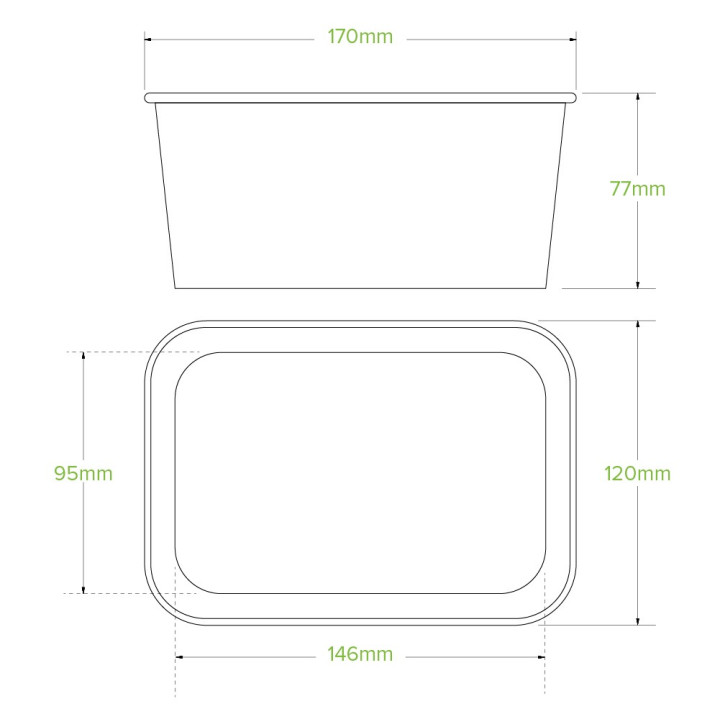 1000ml Rectangle Container PLA - FSC Mix - Kraft  300 pcs