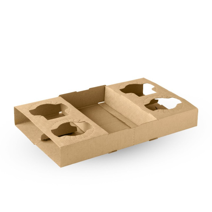 Coffee Cup Carry Tray 2 & 4 Detachable 100% Recycled Paperboard  100 pcs