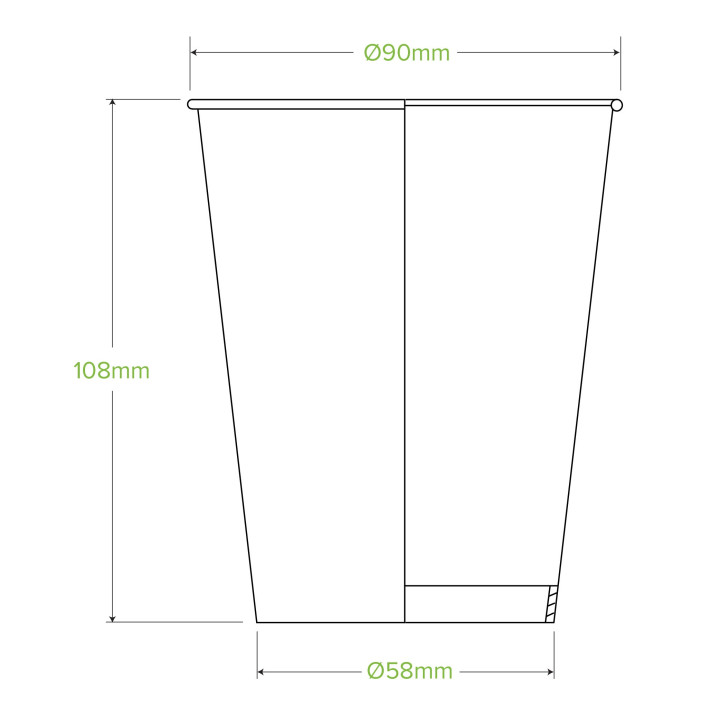 360ml / 12oz (90mm) Cold Paper BioCups - green fade  1000 pcs