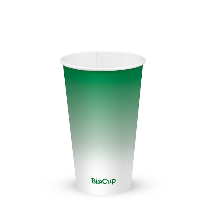 500ml / 16oz (90mm) Cold Paper BioCups - green fade  1000 pcs