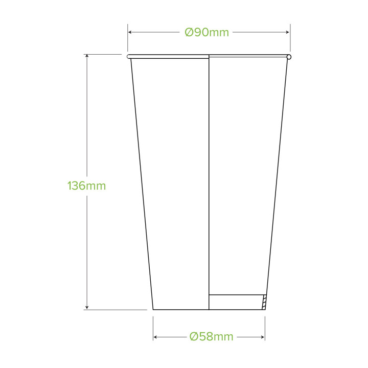 500ml / 16oz (90mm) Cold Paper BioCups - green fade  1000 pcs