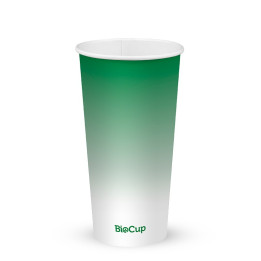 600ml / 20oz (90mm) Cold Paper BioCups - green fade  1000 pcs