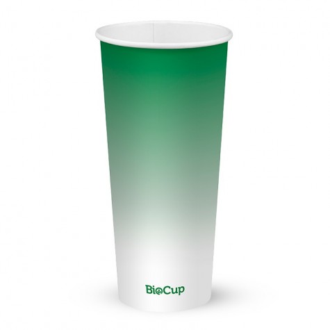 700ml / 24oz (90mm) Cold Paper BioCups - green fade  500 pcs