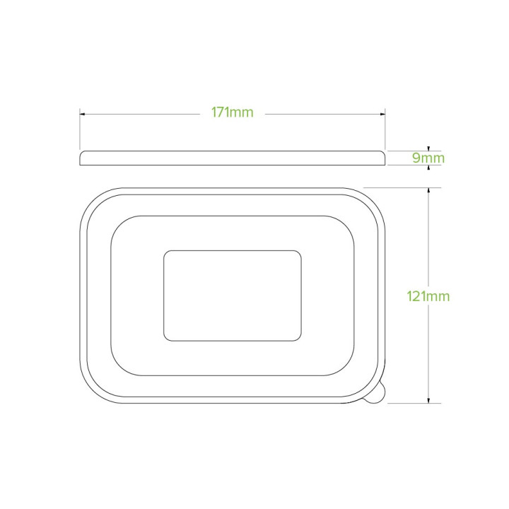 Rectangle RPET lid - Clear  300 pcs