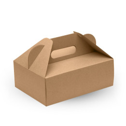 Unlined Carry Bio Board Box - 240x169x85 with handle - FSC mix - kraft  100 pcs