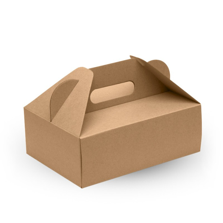 Unlined Carry Bio Board Box - 240x169x85 with handle - FSC mix - kraft  100 pcs