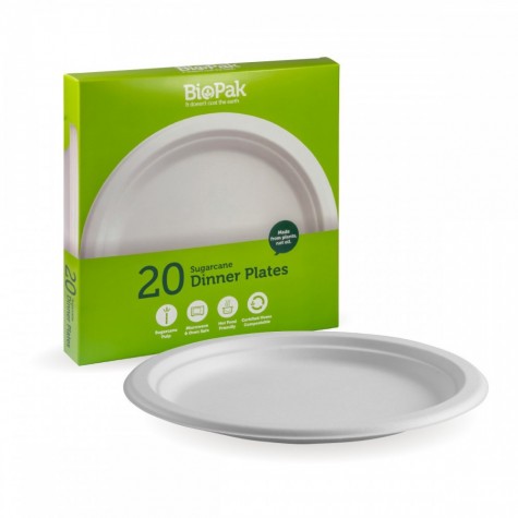25cm Plates - 20pk - White  100 pcs