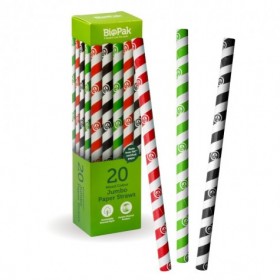 Mixed Regular Paper Straws - 10 x 20 per pack - Retail Biostraws  200 pcs
