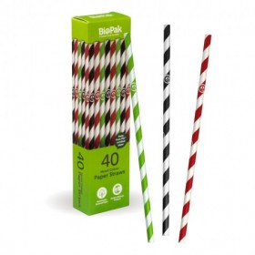 Mixed Regular Paper Straws - 14 x 40 per pack - Retail Biostraws  560 pcs