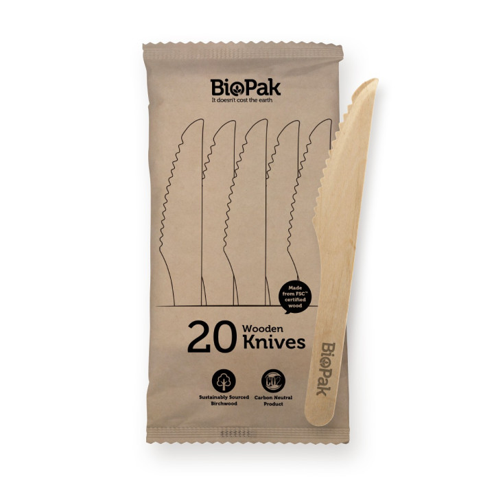 16cm Wooden Knife - 20 x 32 per pack FSC 100% certified birchwood  640 pcs