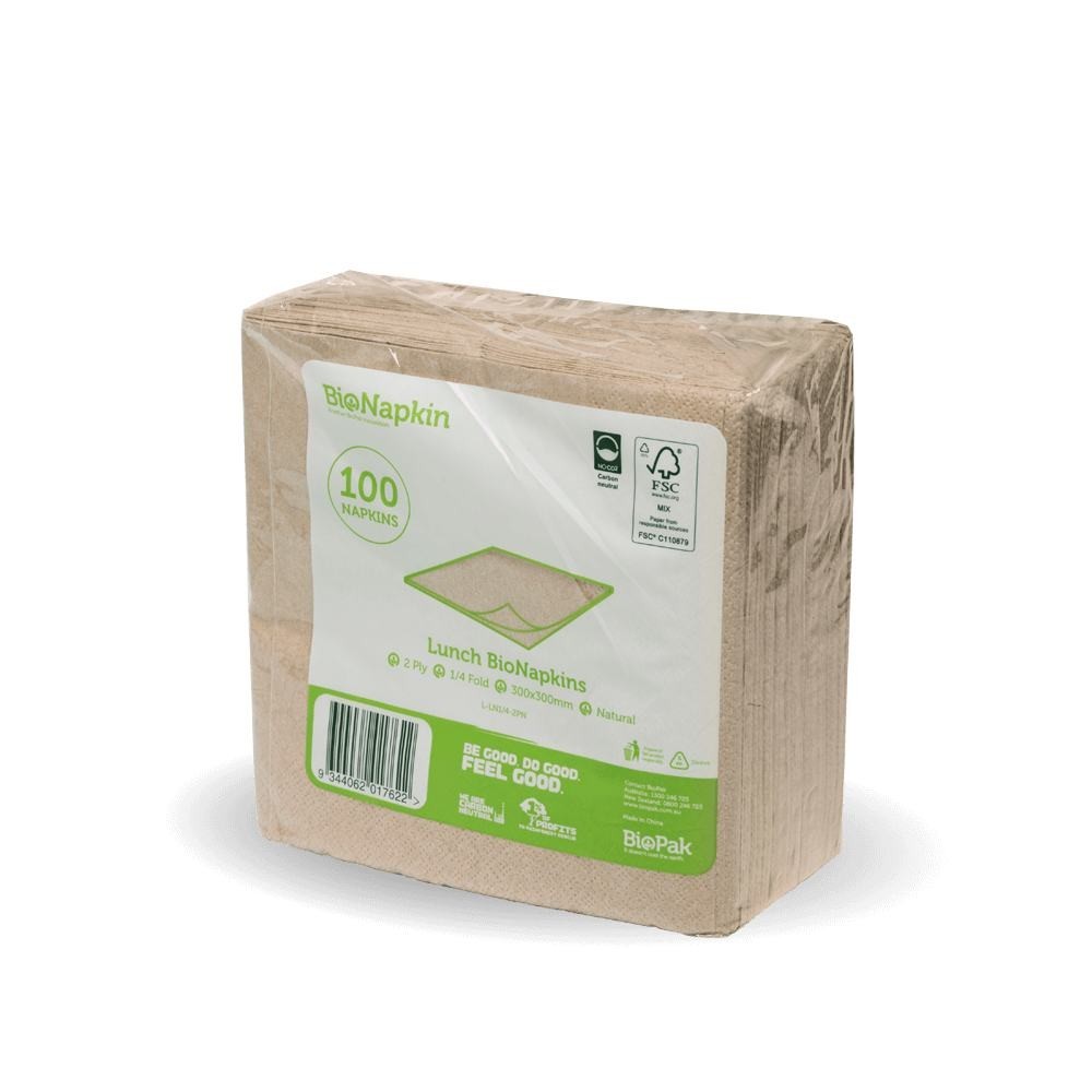 2 Ply 1/4 Fold Lunch BioNapkin Natural - 100x 4pack  400 pcs