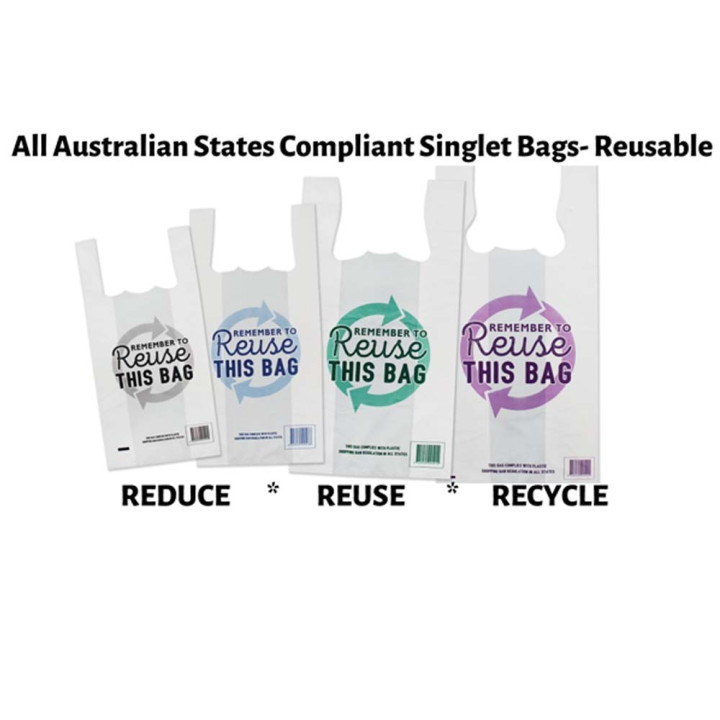 Reusable MEDIUM Singlet Plastic Checkout Bag - PRINTED  1000 pcs