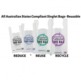 Reusable LARGE Singlet Plastic Checkout Bag - PRINTED  500 pcs