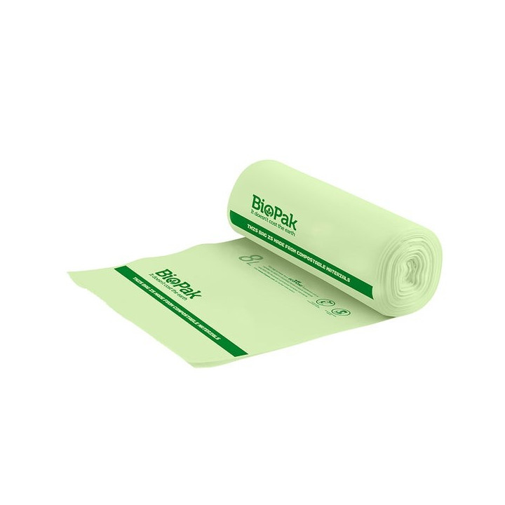 8L Bioplasitc Bin Liner - 355x220 - 0.018mm thick - 40 rolls of 25 - Green  1000 pcs