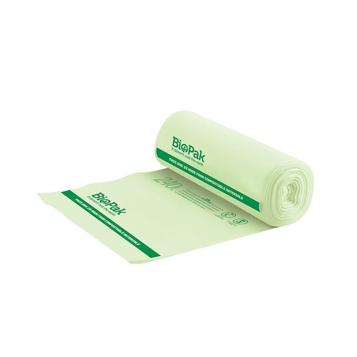 240L Bioplasitc Bin Liner - 1390x1130mm - 0.023mm thick - 12 rolls of 12 - Green  144 pcs