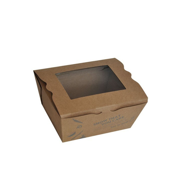 Takeaway Lunch / Craft Noodle Box Brown with PLA window / SMALL (650ml)  200 pcs